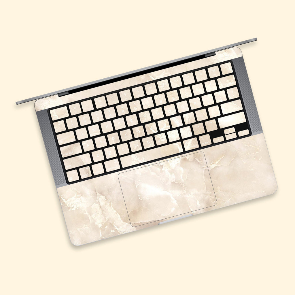 Beige Marbled Keyboard MacBook Pro Touch 16 Skin MacBook Air Cover MacBook Retina 12 Protective Vinyl skin Anti Scratch Laptop Cover