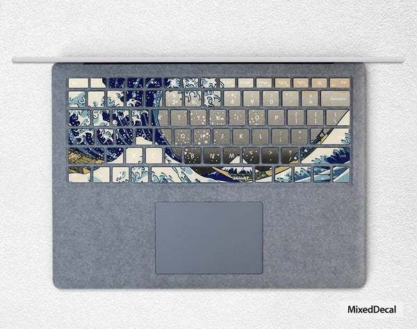 SurfaceBook Keyboard Stickers Surface Pro 7 individual keys Decal The Great Wave off Kanagaw Protector Cover Microsoft Laptop Tablet Skin