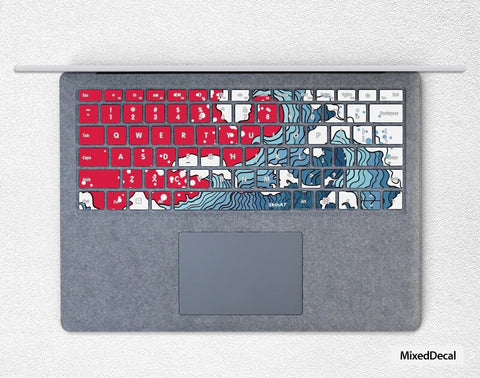 SurfaceBook 2 Keyboard Stickers individual keys Decal Surface laptop Great Wave off Kanagawa Surface Pro 7 Covers Microsoft Skin