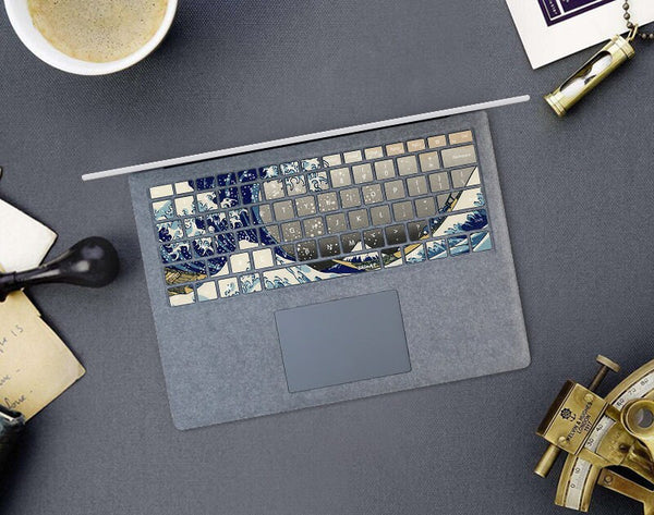 SurfaceBook Keyboard Stickers Surface Pro 7 individual keys Decal The Great Wave off Kanagaw Protector Cover Microsoft Laptop Tablet Skin