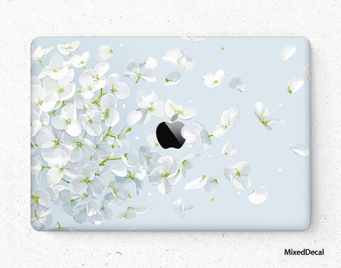 MacBook Air 13 Decal MacBook Pro Skin MacBook Retina 13 Sticker Mac Vinyl Decal Mac air 13 2018 Pro 15 Skin Laptop Cover White Flower