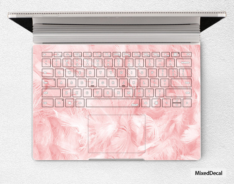 Pink Feathers Microsoft SurfaceBook 2 Laptop Skin Keyboard Sticker 13in Core i5 Decal Protector Cover