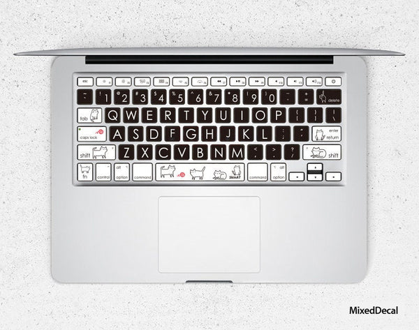 Cute kitty Stickers Laptop keyboard Cover Vinyl MacBook keyboard Decal Air Skin kits MacBook Pro 15 Skin Decals Mac Air 13 2018