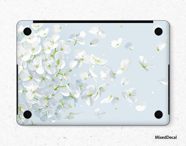 MacBook Air 13 Decal MacBook Pro Skin MacBook Retina 13 Sticker Mac Vinyl Decal Mac air 13 2018 Pro 15 Skin Laptop Cover White Flower