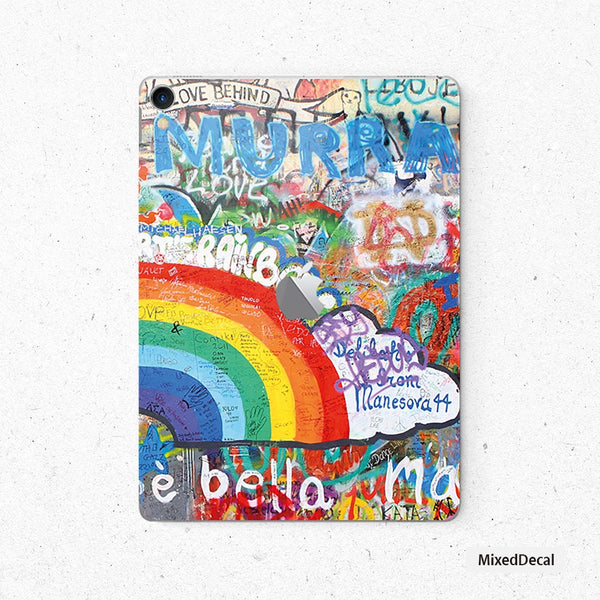 Rainbow Graffiti Wall iPad 7 Skin iPad Pro 10.5 Decal Sticker New iPad Pro decal iPad 12.9 sticker Apple iPad Mini 5 cover sticker