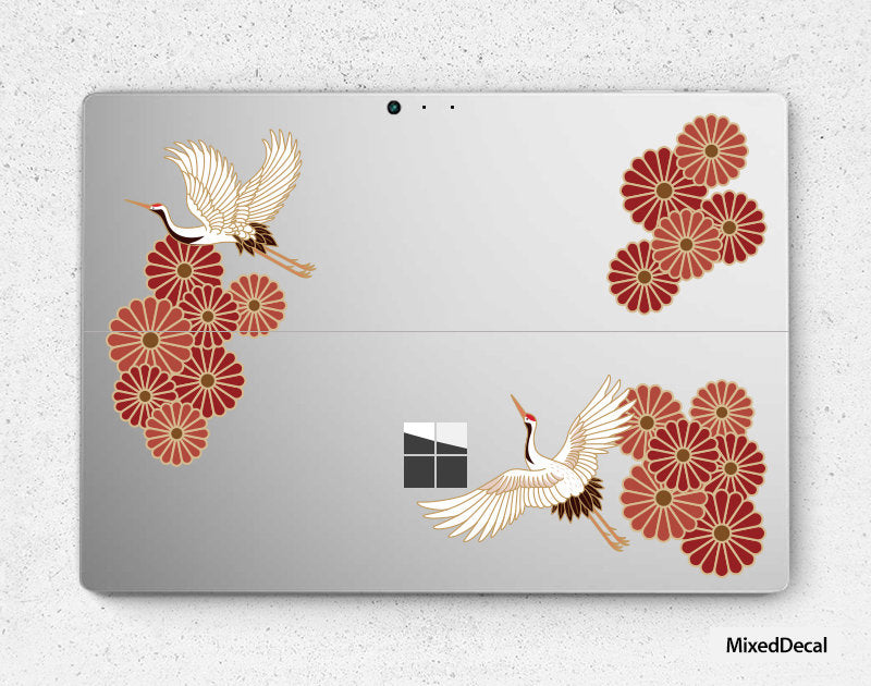 Surface Pro X Microsoft Surface Pro 6 Red Crane Full Transparent Decal Surface Pro 4 sticker Laptop back cover skin surface decal sticker