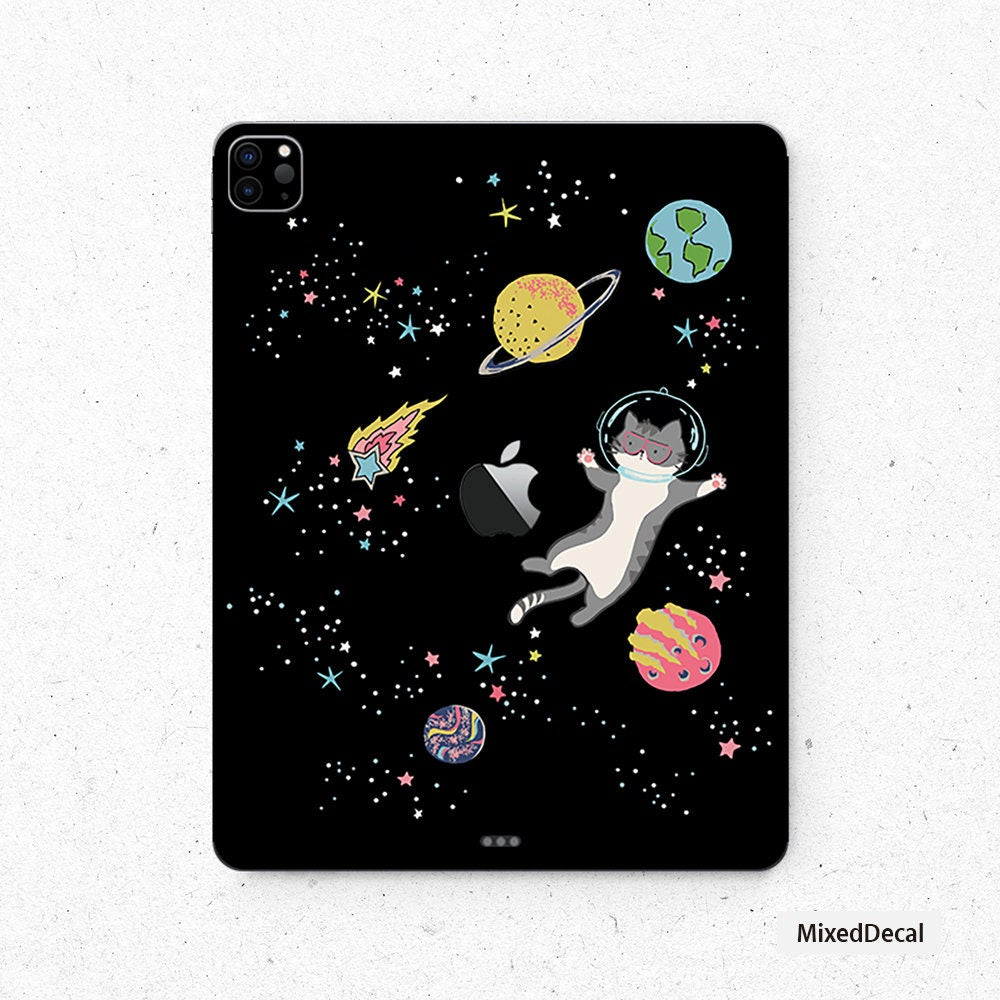 Space Cats Moon iPad 7 Skin iPad Pro 10.5 Decal Sticker New iPad Pro decal iPad 12.9 sticker Apple iPad Mini 5 cover sticker