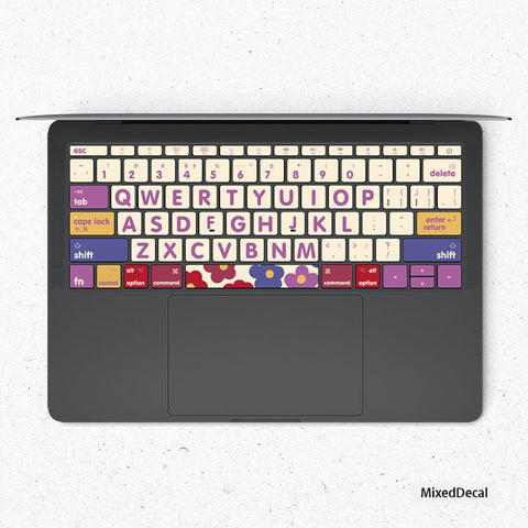 Purple Flower keyboard Stickers Laptop keyboard Cover Vinyl MacBook keyboard Decal MacBook Skin kits MacBook Pro 16 Decals MacBook Pro 13