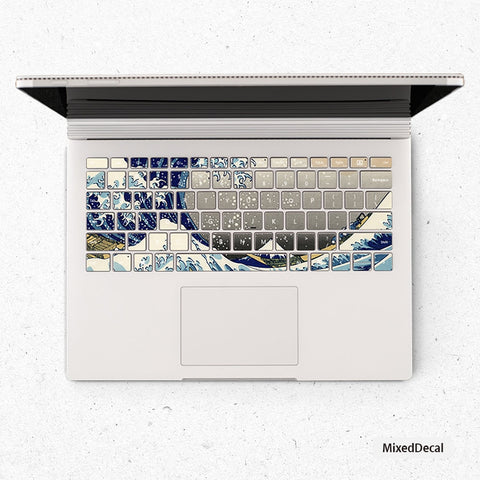 SurfaceBook Keyboard Stickers Surface Pro 7 individual keys Decal The Great Wave off Kanagaw Protector Cover Microsoft Laptop Tablet Skin