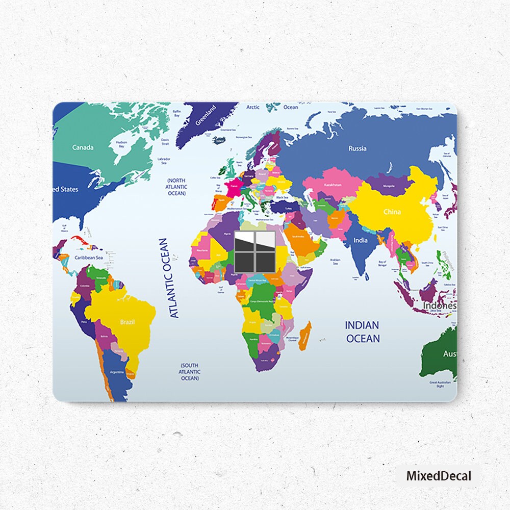 Surface Laptop Go 12.4" Skin Microsoft Laptop Stickers World Map Stickers Top and Bottom Skin