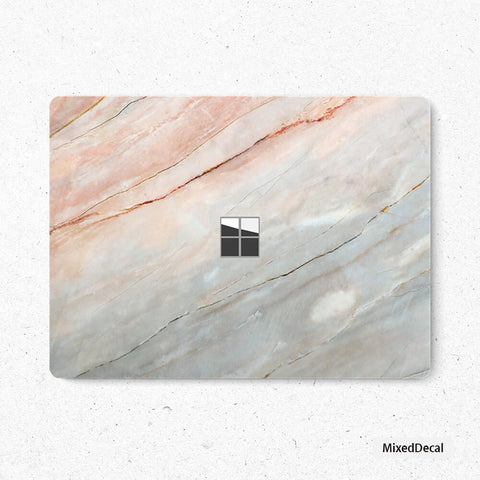 Surface Laptop Go 12.4" Skin Microsoft Laptop Stickers Orange Marble Decals Top and Bottom Skin