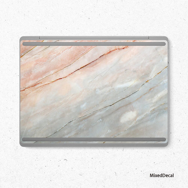 Surface Laptop Go 12.4" Skin Microsoft Laptop Stickers Orange Marble Decals Top and Bottom Skin