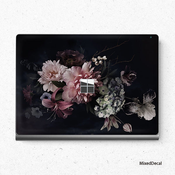 Dark Floral Aesthetics Laptop Stickers Microsoft Surface Book Skin Surface Laptop Protector Cover Top and Bottom 3M Skin