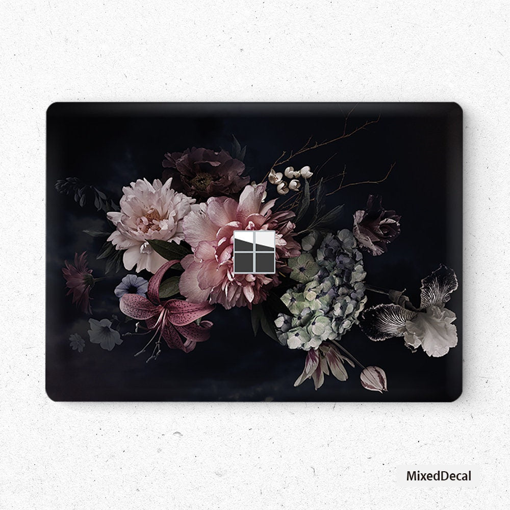 Dark Floral Aesthetics Laptop Stickers Microsoft Surface Book Skin Surface Laptop Protector Cover Top and Bottom 3M Skin
