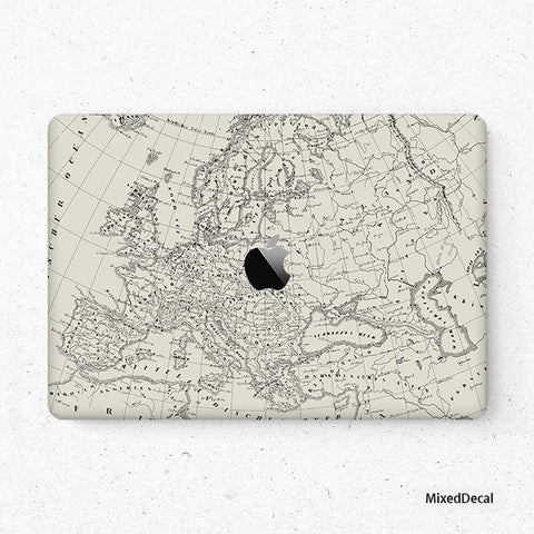 Europe Map MacBook Pro Touch 16 Skin MacBook Air Cover MacBook Retina 12 Protective Vinyl skin Anti Scratch Laptop Top and Bottom Cover