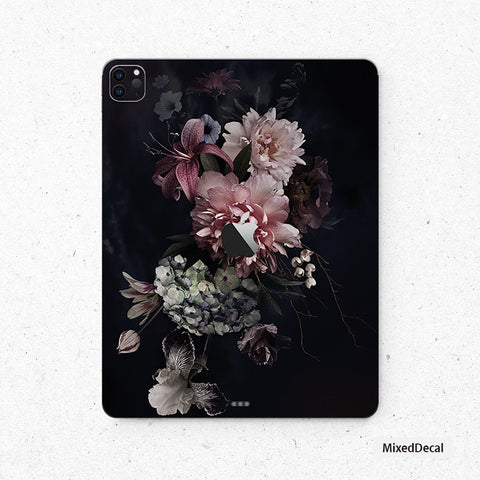 Dark Flower iPad 8 New iPad Pro 12.9 sticker iPad Pro 10.5 Cover Skin iPad Air 4 Skin iPad Back Cover iPad Vinyl Stickers