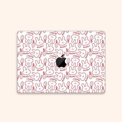 Rabbit MacBook Pro Touch Skin MacBook Air M2 Cover MacBook Protective Vinyl skin Anti Scratch Laptop Top and Bottom Cover