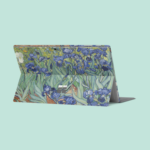 Artistic Blue and Green Iris Floral Design Decal for Surface Pro - Oil Painting Style, Beautiful & Protective Skin for Surface Pro