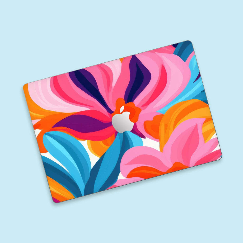 Vibrant Floral Illustration MacBook Decal, MacBook Air/Pro Protection, Bold & Colorful,MacBook Air/Pro Skin in Vibrant Floral Design