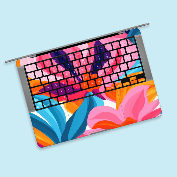 Vibrant Floral Illustration MacBook Decal, MacBook Air/Pro Protection, Bold & Colorful,MacBook Air/Pro Skin in Vibrant Floral Design