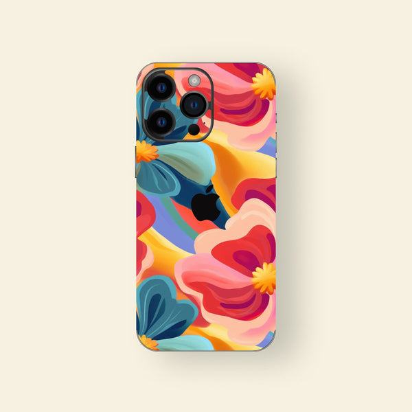 Illustrated Floral iPhone Skin, iPhone Decal in Vibrant Floral Design, Bold Floral iPhone Decal, Durable Protection for iPhone