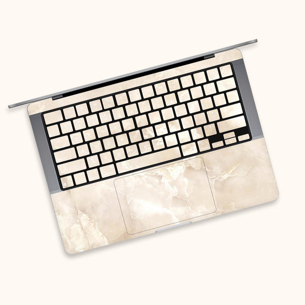 Beige Marble MacBook Pro Touch 16 Skin MacBook Air Cover MacBook Retina 12 Protective Vinyl skin Anti Scratch Laptop Top and Bottom Cover