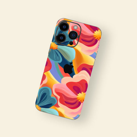 Illustrated Floral iPhone Skin, iPhone Decal in Vibrant Floral Design, Bold Floral iPhone Decal, Durable Protection for iPhone