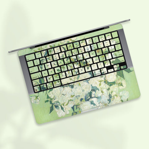 MacBook Pro 16 Keyboard Stickers MacBook Air Skin Keyboard Cover sticker White Rose macbook decal stickers macbook air keyboard decal
