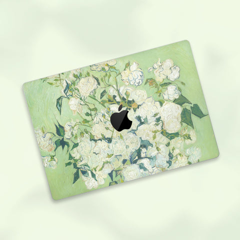 Laptop Skin MacBook Pro Sticker Apple Mac Air Decal Retina Touch Bar Cover MacBook Pro 16 Skin MacBook Pro 15 MacBook Air 13 White rose