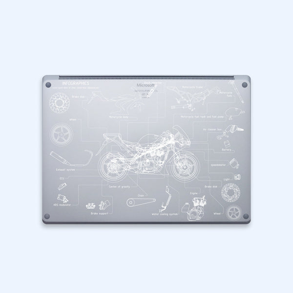 Motorcycle Laptop Stickers Microsoft Surface Book Skin Surface Laptop Protector Cover Top and Bottom 3M Skin