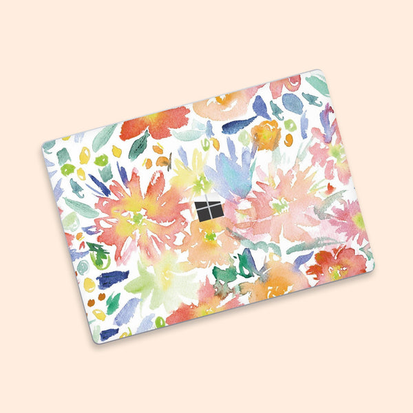 Watercolor Garden Laptop Stickers Microsoft Surface Book Skin Surface Laptop Protector Cover Top and Bottom 3M Skin