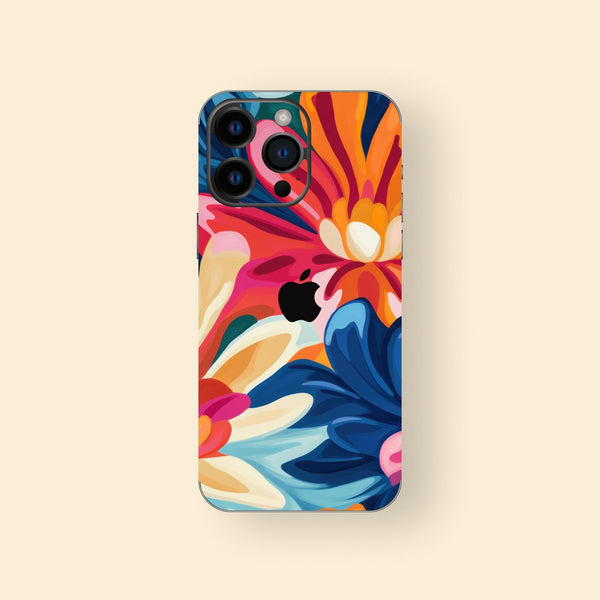 Colorful Blossoms iPone Skin, Hand-Painted Floral iPhone Sticker,3M , Ultra-Thin Skin, Scratch-Resistant, Protective Skin,Easy Application