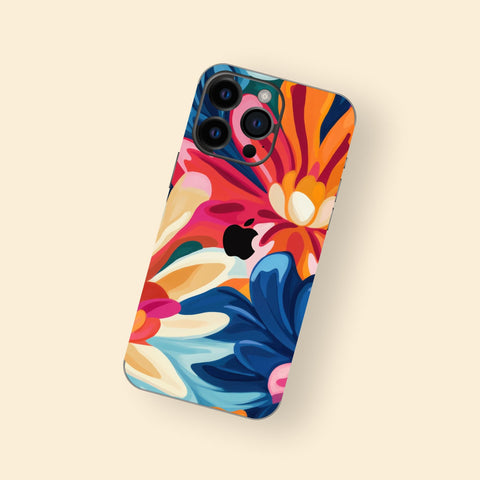 Colorful Blossoms iPone Skin, Hand-Painted Floral iPhone Sticker,3M , Ultra-Thin Skin, Scratch-Resistant, Protective Skin,Easy Application