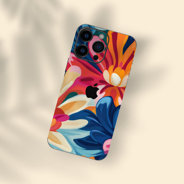 Colorful Blossoms iPone Skin, Hand-Painted Floral iPhone Sticker,3M , Ultra-Thin Skin, Scratch-Resistant, Protective Skin,Easy Application